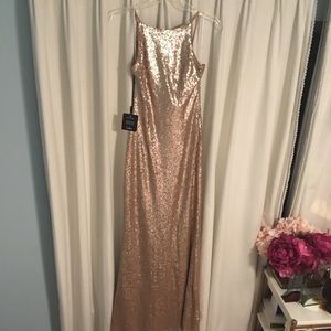 Chic Celebration Champagne Sequin Maxi Dress